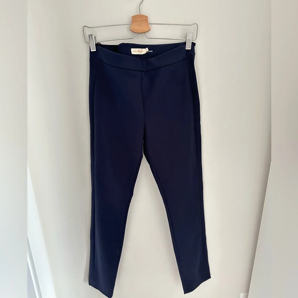Tory Burch side zip stretch‎ navy structured ankle pants size 6